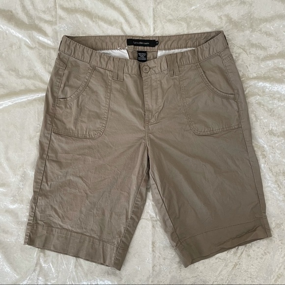 Calvin Klein Jeans Khaki Bermuda Shorts Utility Cargo Pockets Size 12 - Picture 1 of 7
